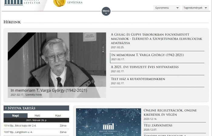 Digitális adatbázisok • A Magyar Nemzeti Levéltár internetes portálja