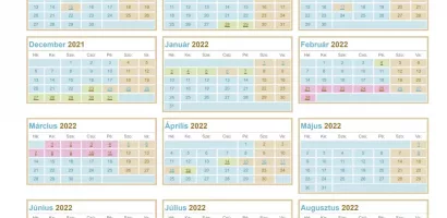 Iskolai szünetek és ünnepnapok a 2021/2022-es tanévben