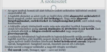A magyar szókincs eredete és a jövevényszavak