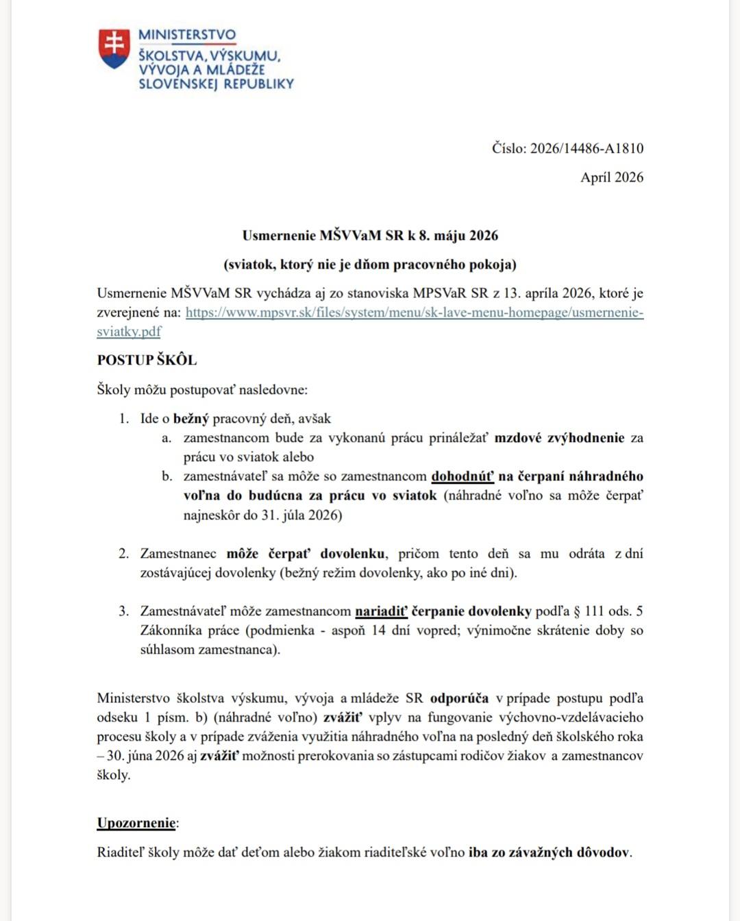 Az ünnepnap, amely nem minősül munkaszüneti napnak